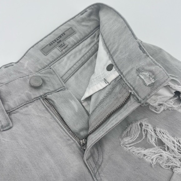 AllSaints Pam Distressed Jean Shorts Womens 25 Light Gray Denim Cuffed - Picture 6 of 8